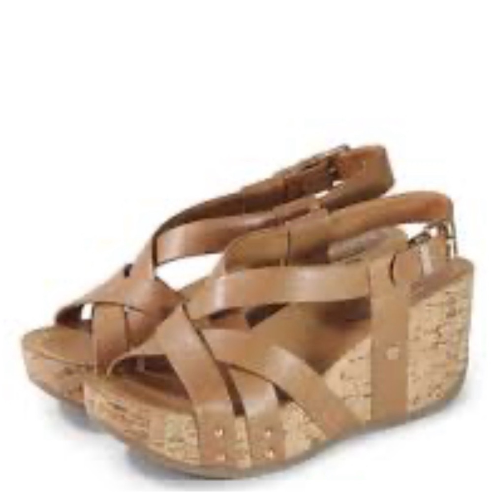 Bussola Tan Leather Cork Wedge Sandals | Size 7 | Like New - Picture 2 of 7